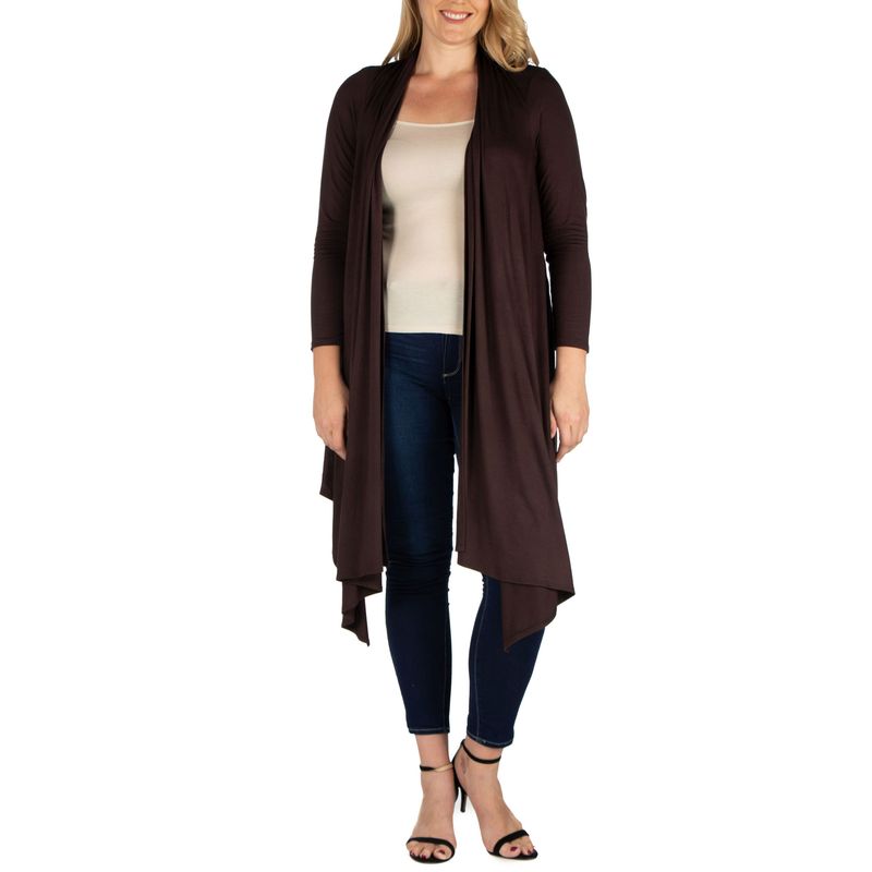 Women's Plus Size Extra Long Open Front Cardigan